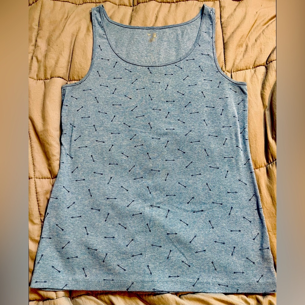 GAP Blue with Arrow Print Scoop Neck Ribbed tank
